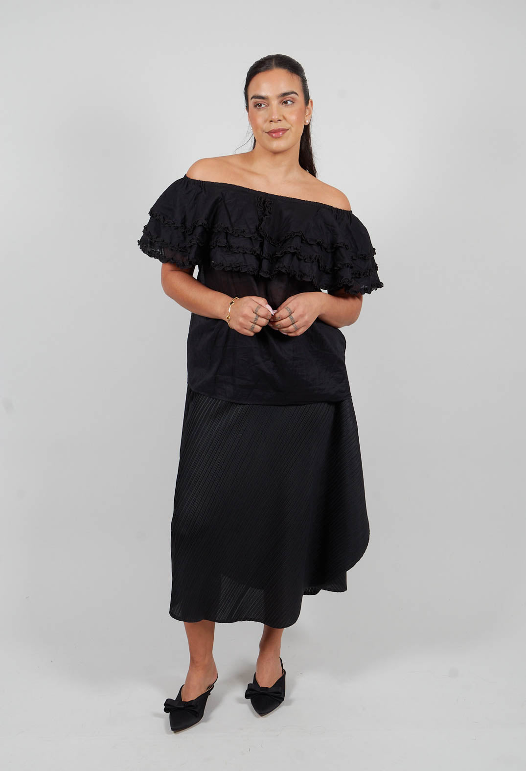 Milk Maid Blouse in Black