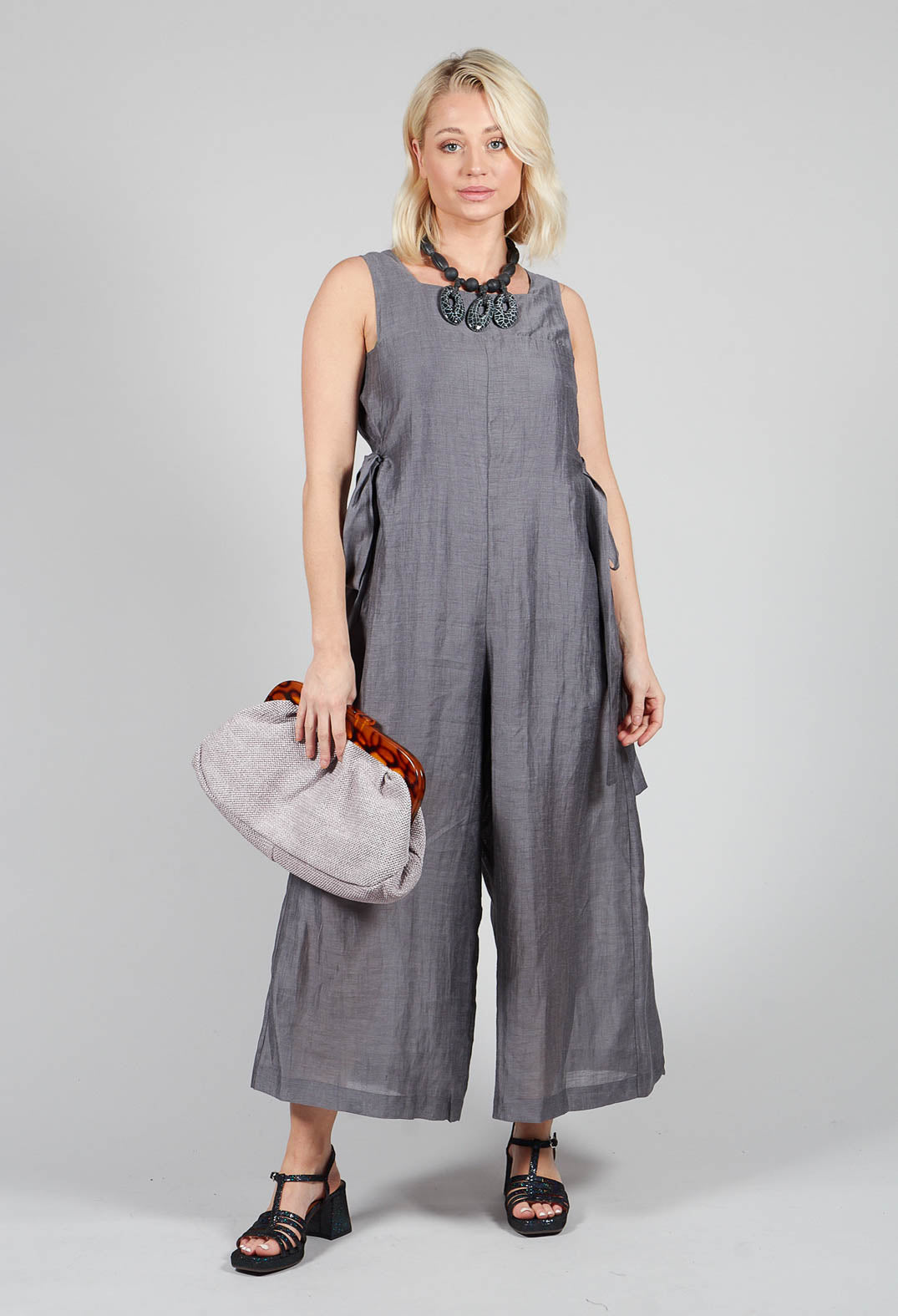 Tie Side Jumpsuit in Grey