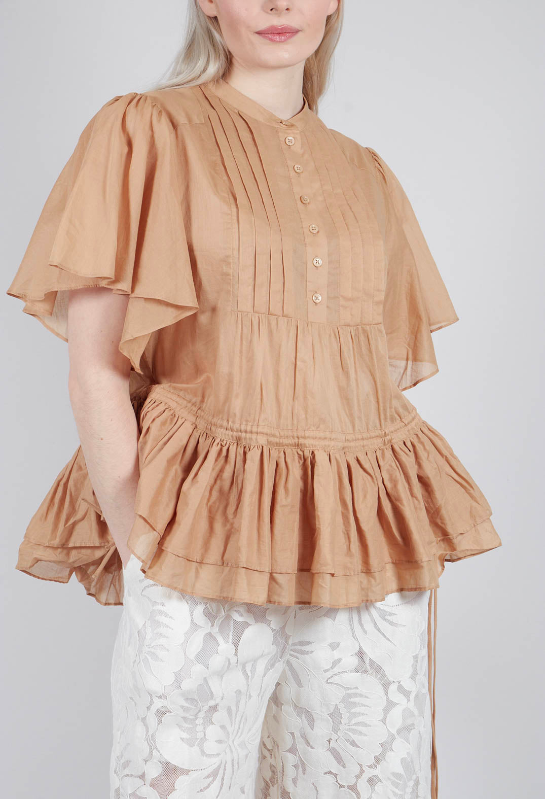 Button Up Blouse in Camel