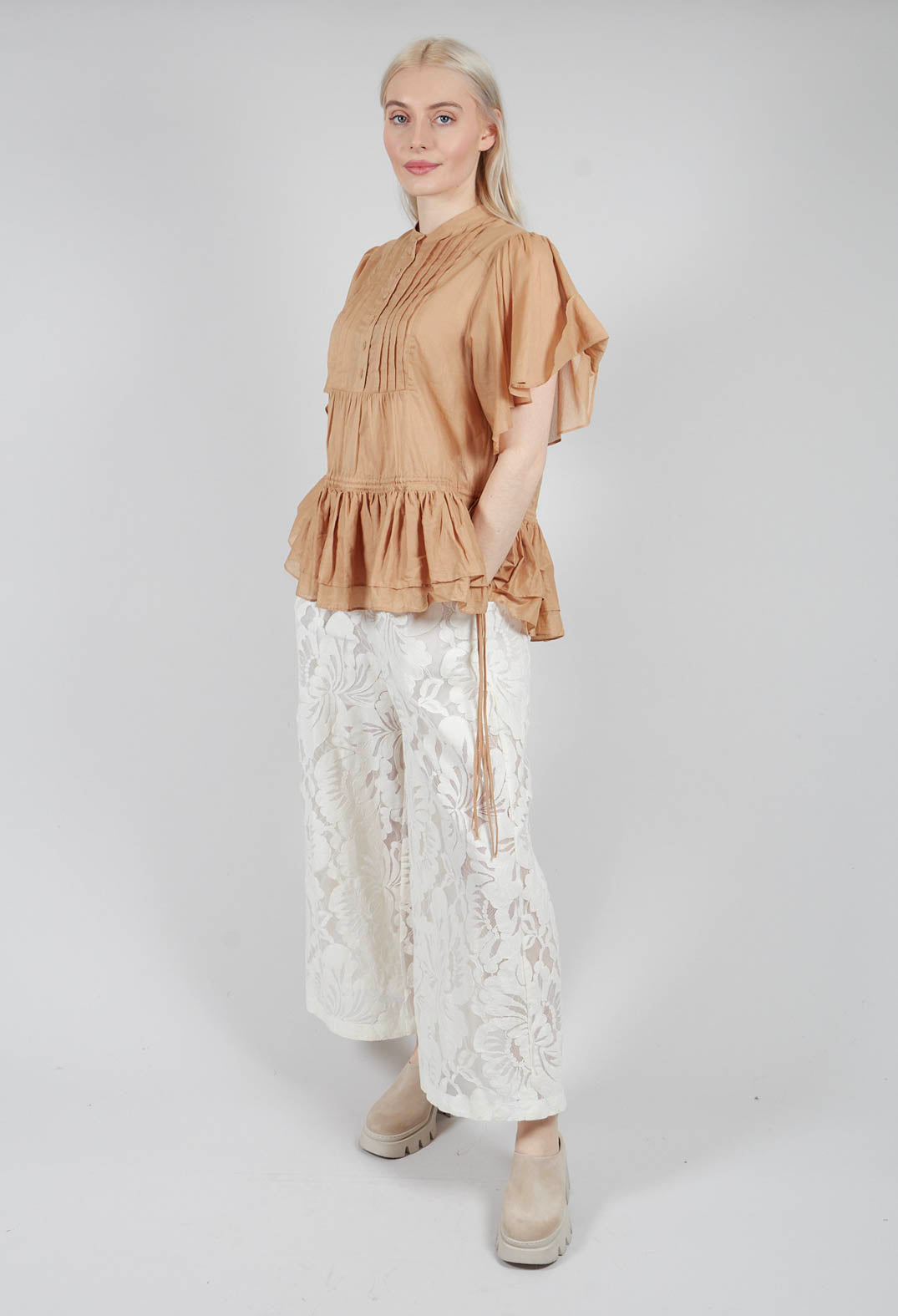 Button Up Blouse in Camel