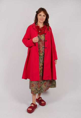 Pleated Overcoat in Rosso