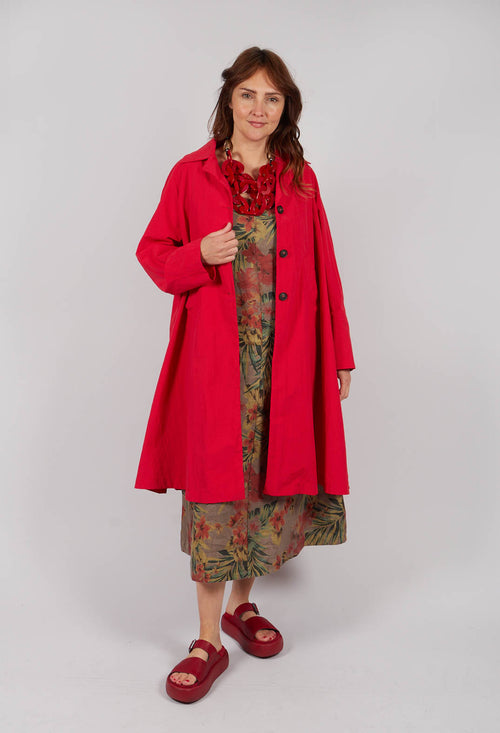 Pleated Overcoat in Rosso