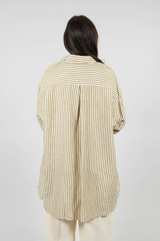 Striped Pleated Back Shirt in Riga Avocado