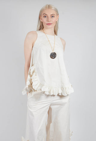 Frill Hemmed Blouse in Cream