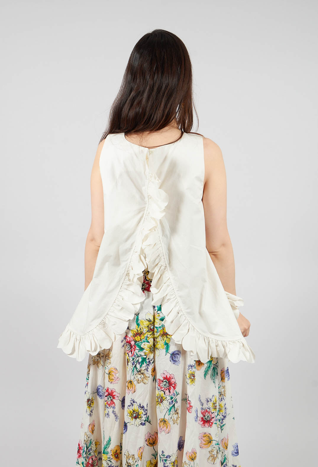 Frill Hemmed Blouse in Cream