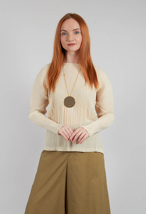 Crinkle Fabric Blouse in Beige