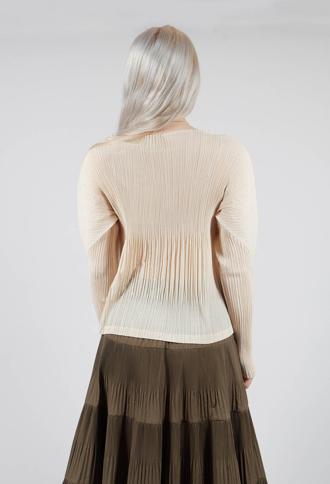 Crinkle Fabric Blouse in Beige