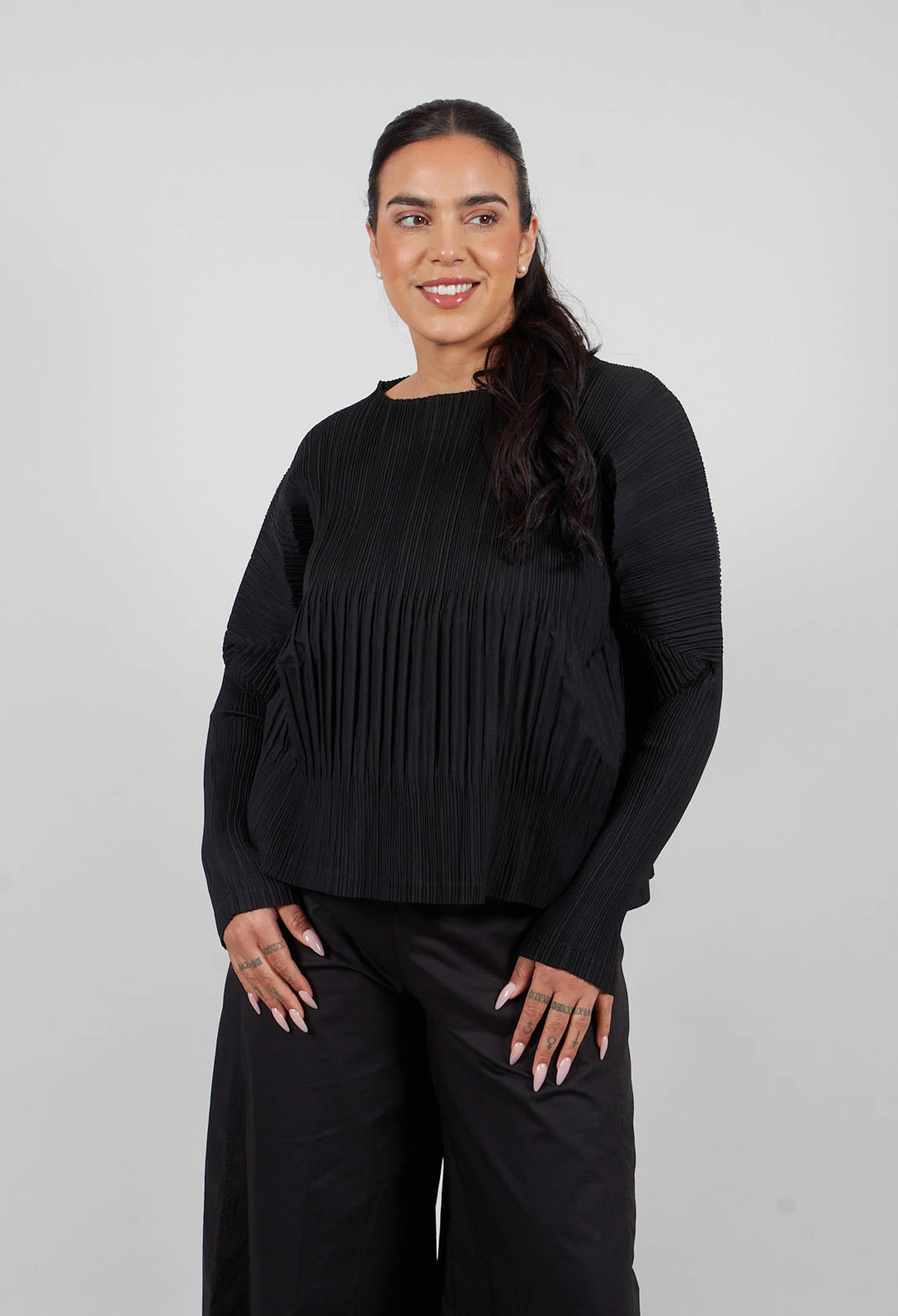 Crinkle Fabric Blouse in Black