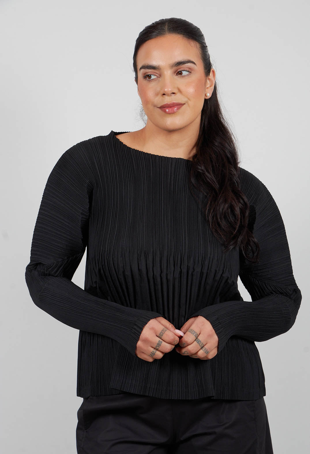 Crinkle Fabric Blouse in Black