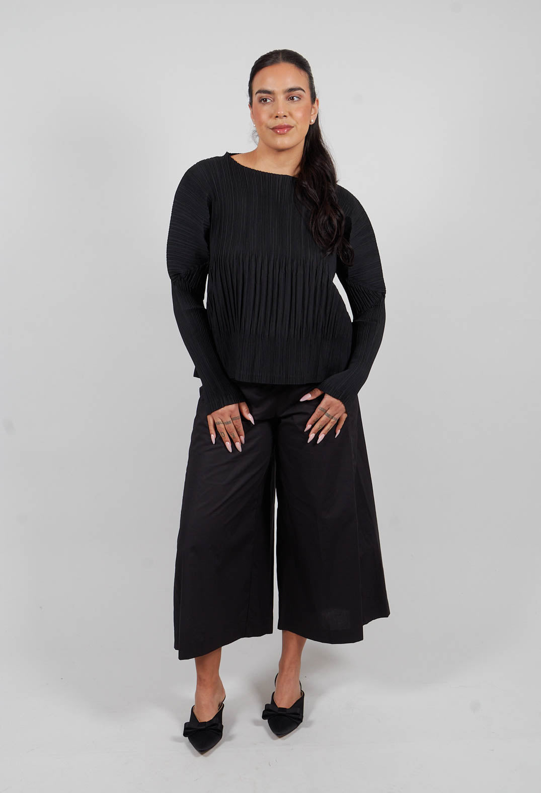 Crinkle Fabric Blouse in Black