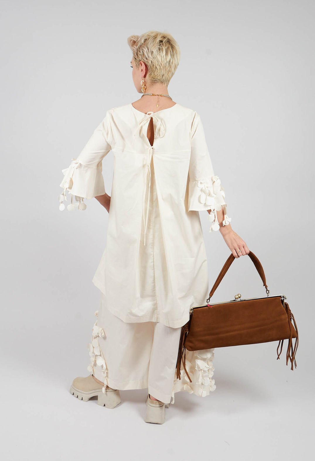 Frill Sleeve Dress in Cream