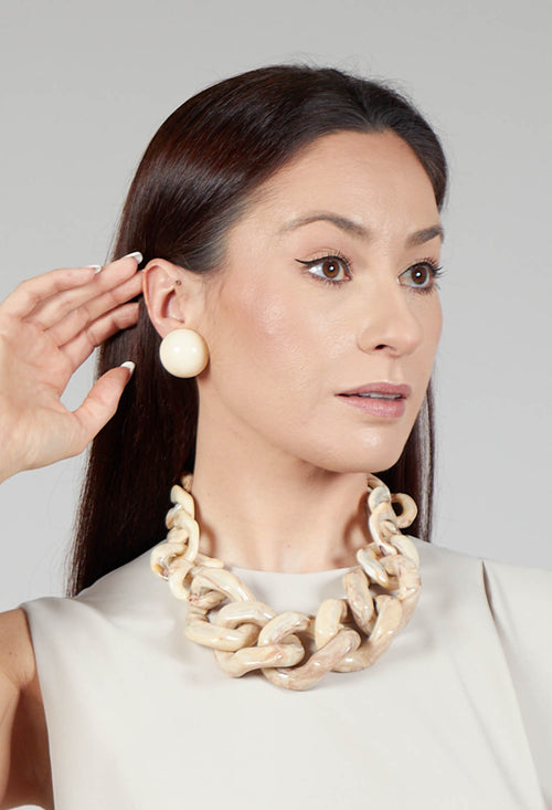1/2 Boule Earrings in Cream