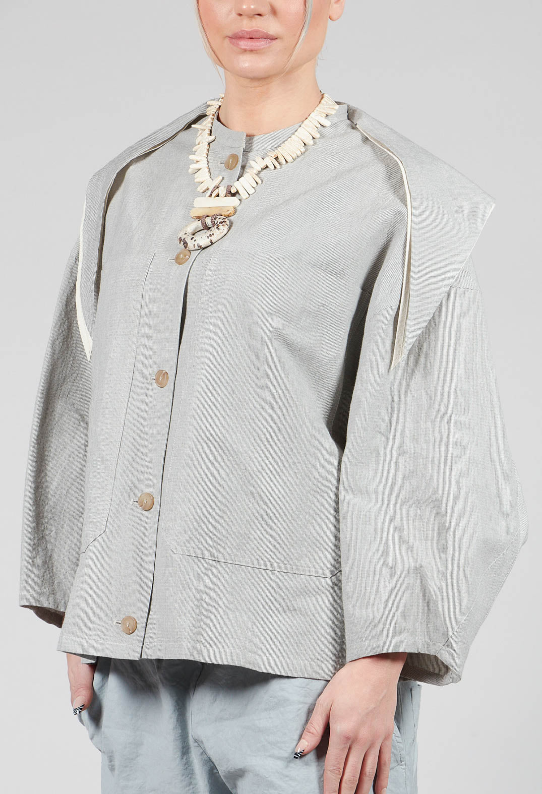 SOH Sailor Collar Jacket in Light Grey | Olivia May