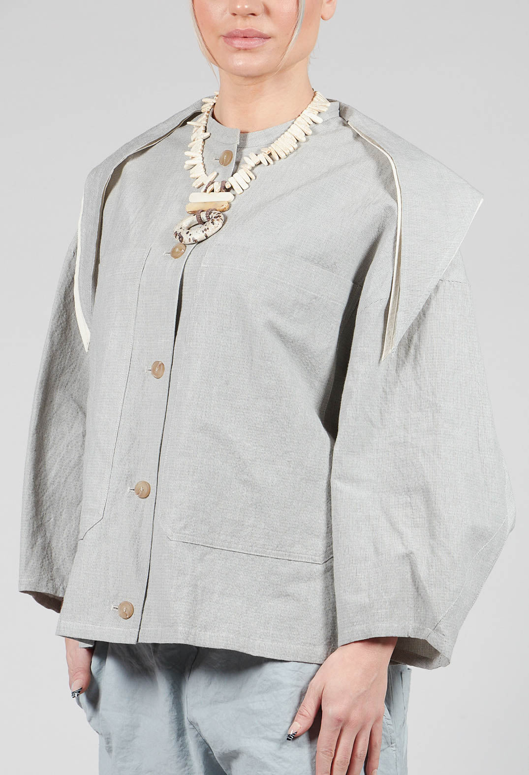 Sailor Collar Jacket in Light Grey