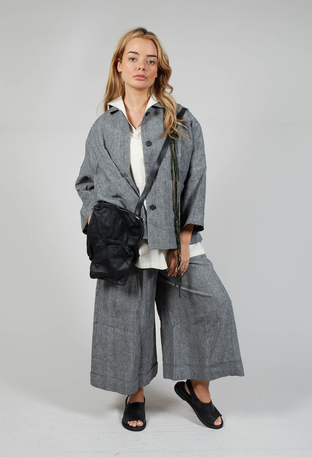 Wide Leg Trousers in Cool Check