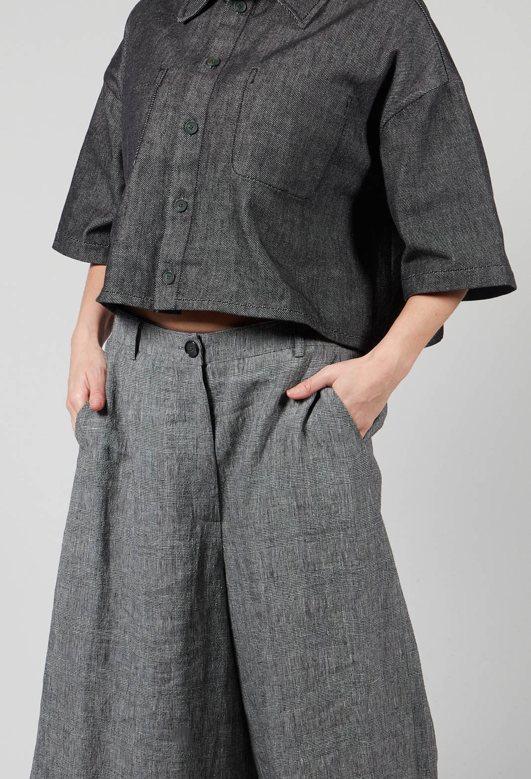 Wide Leg Trousers in Cool Check