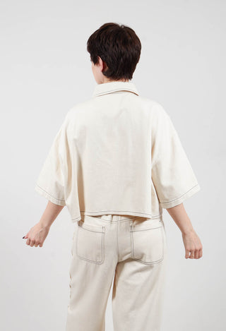 Cropped Denim Shirt in Off White