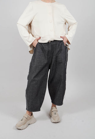 Contrast Stitch Jean Trousers in Dark Blue