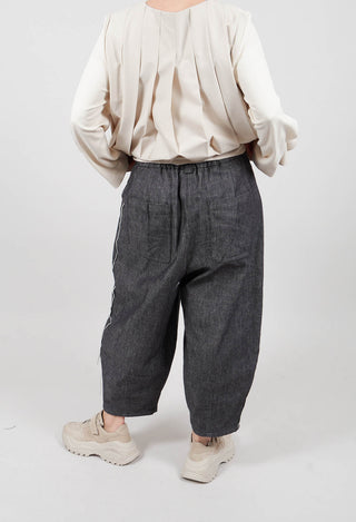 Contrast Stitch Jean Trousers in Dark Blue