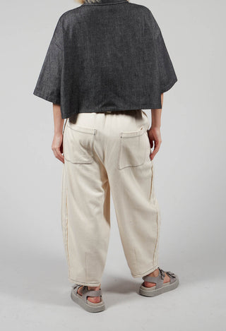Contrast Stitch Jean Trousers in Off White
