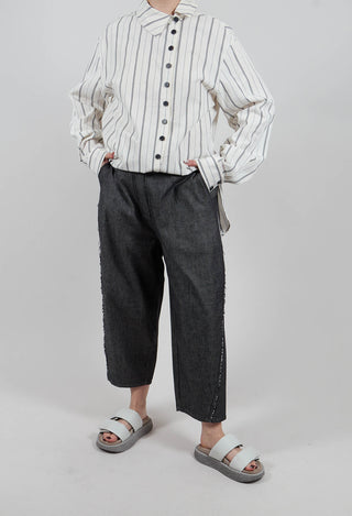 Raw Hemmed Jean Trousers in Dark Blue