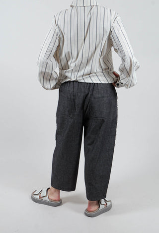 Raw Hemmed Jean Trousers in Dark Blue
