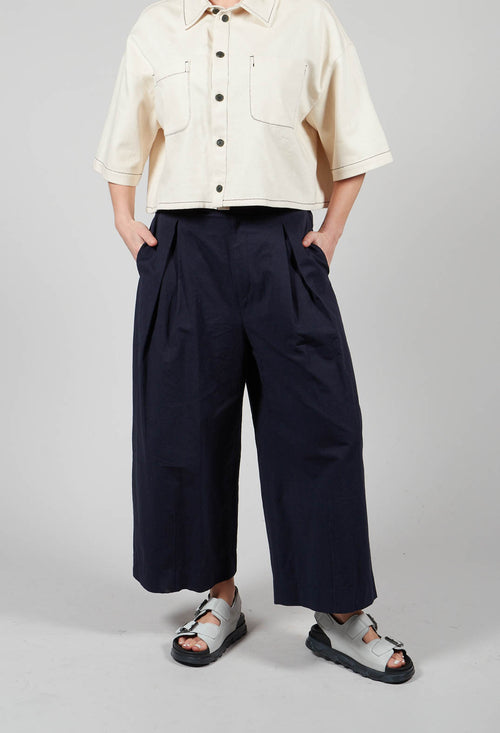 Pleated Trousers in Dark Navy