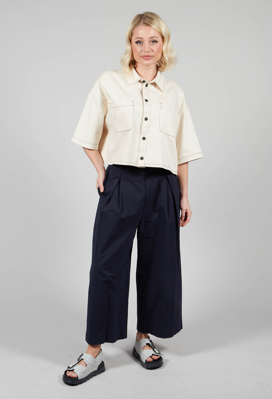 Pleated Trousers in Dark Navy
