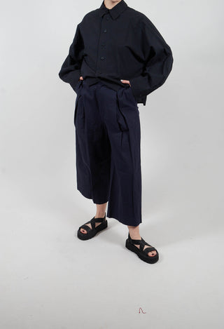 Pleated Trousers in Dark Navy