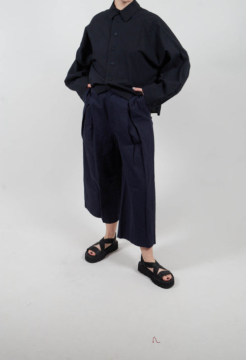 Pleated Trousers in Dark Navy