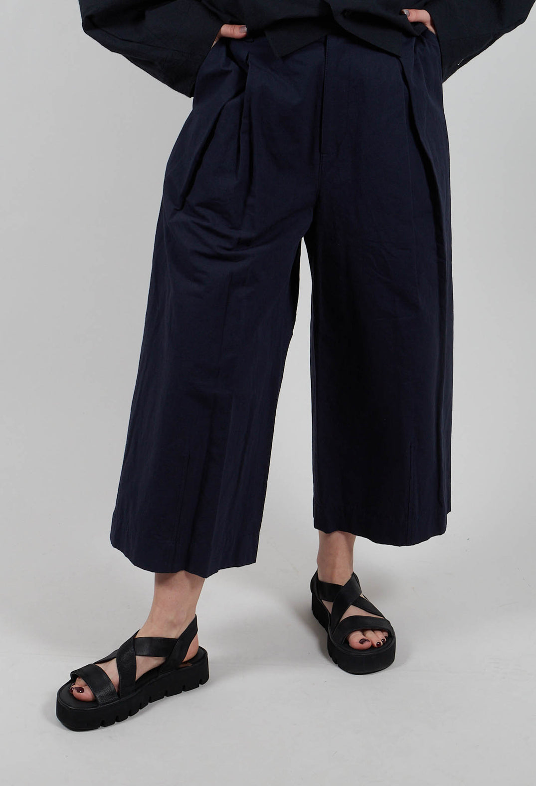 Pleated Trousers in Dark Navy