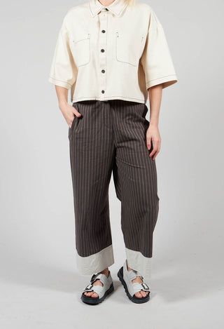 Pinstripe Trousers in Khaki Stripe
