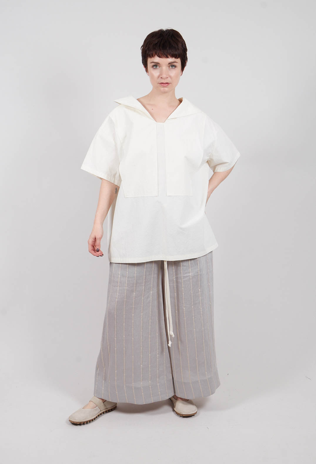 Sailor Collar Blouse in Off White