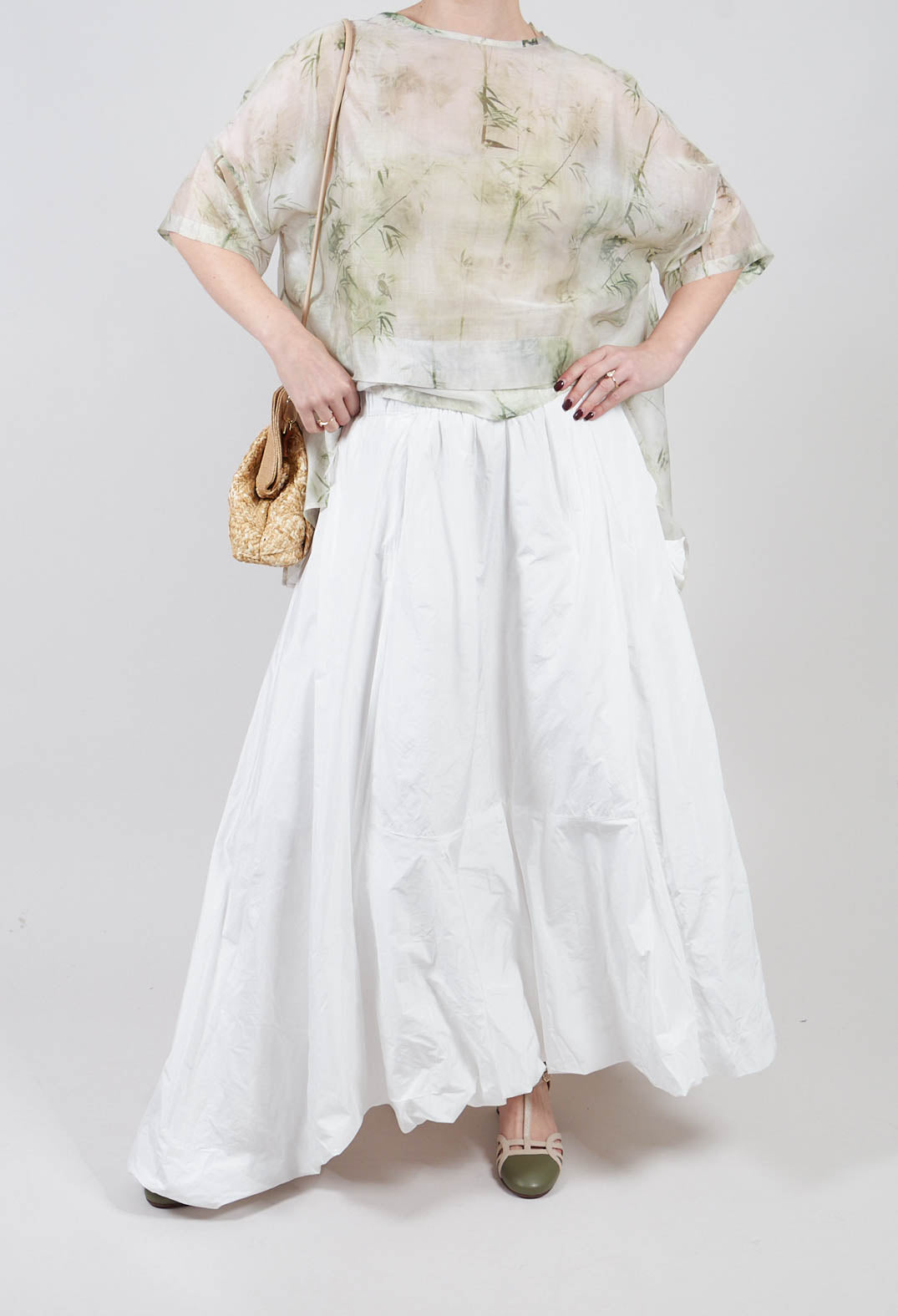 Dipped Hemline Skirt in White