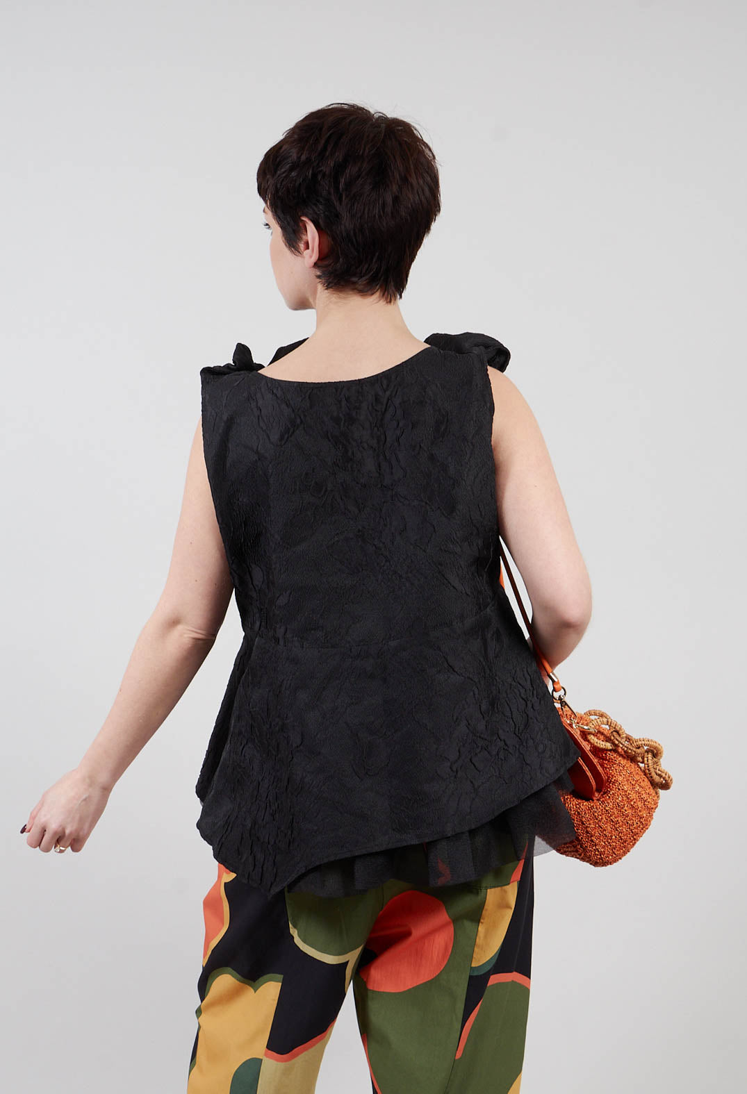 Lace Cowl Neckline Top in Black