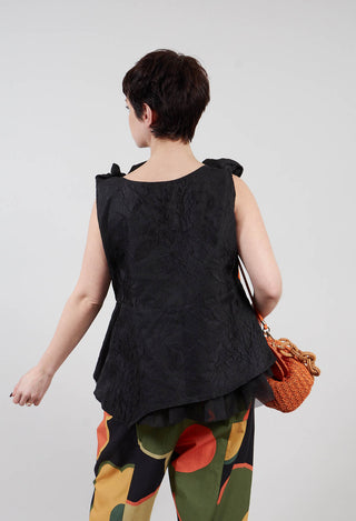 Lace Cowl Neckline Top in Black