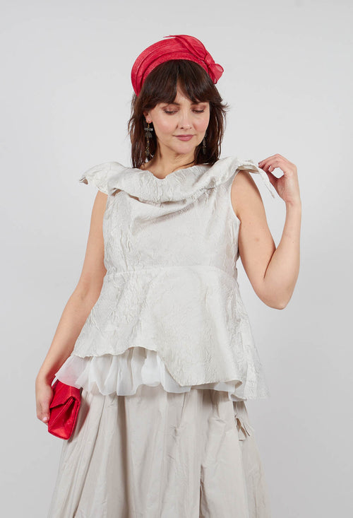 Lace Cowl Neckline Top in Grey