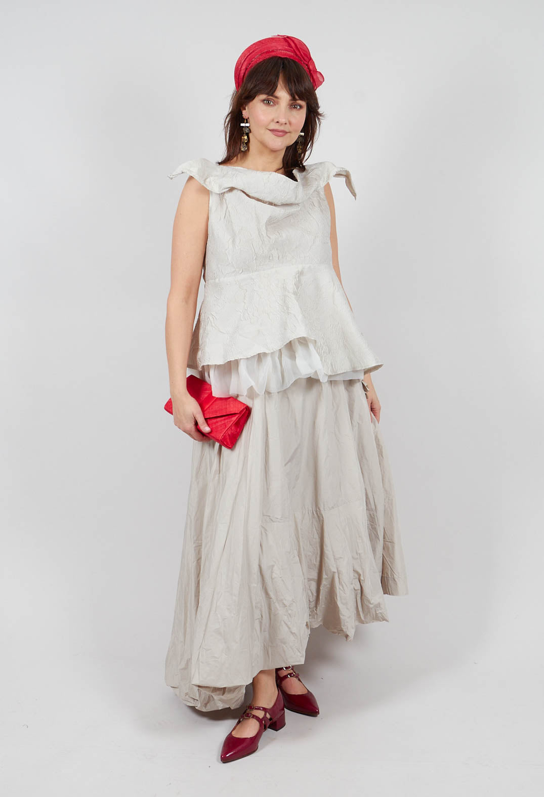 Dipped Hemline Skirt in Beige