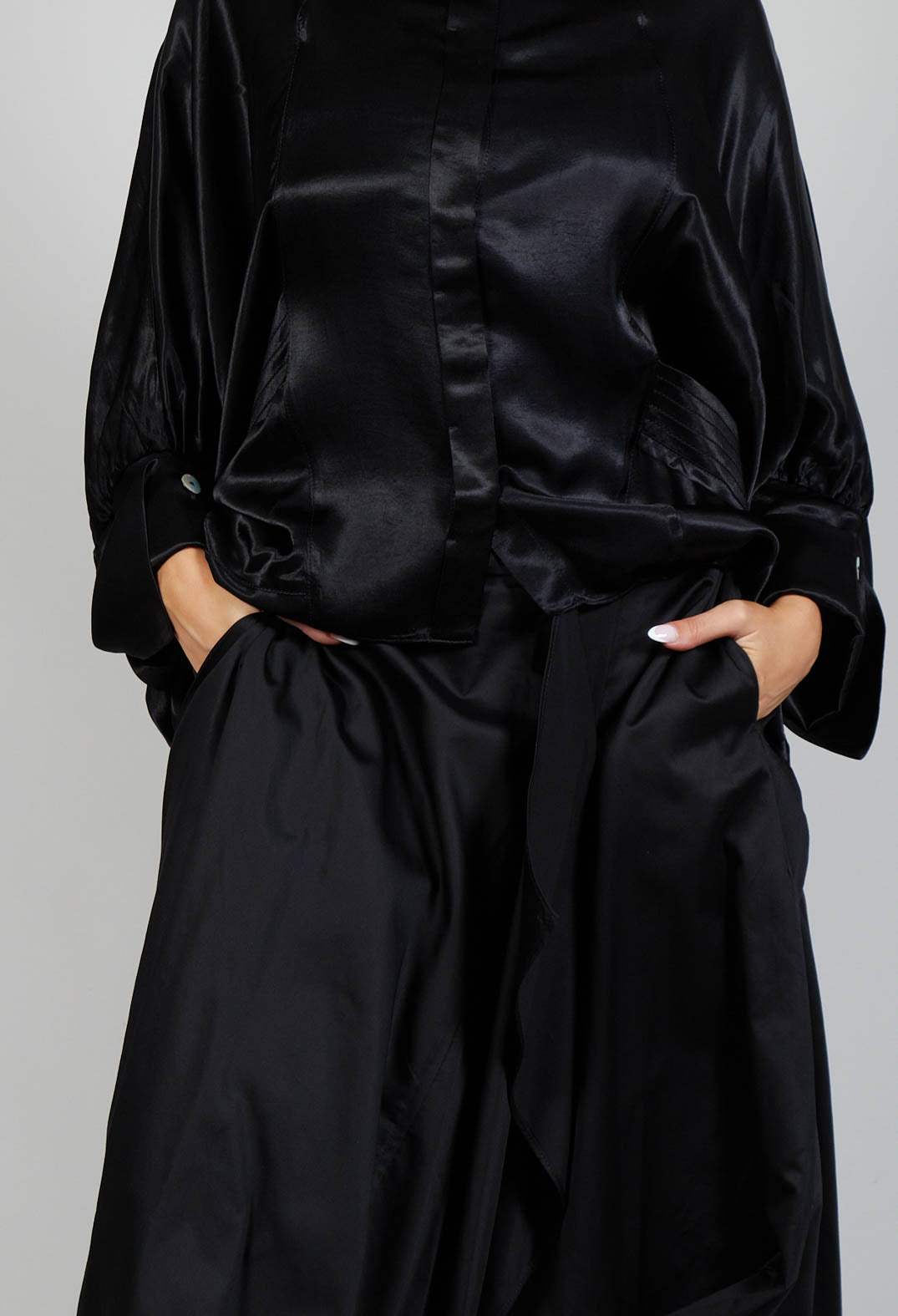 Layered Fabric Skirt in Black