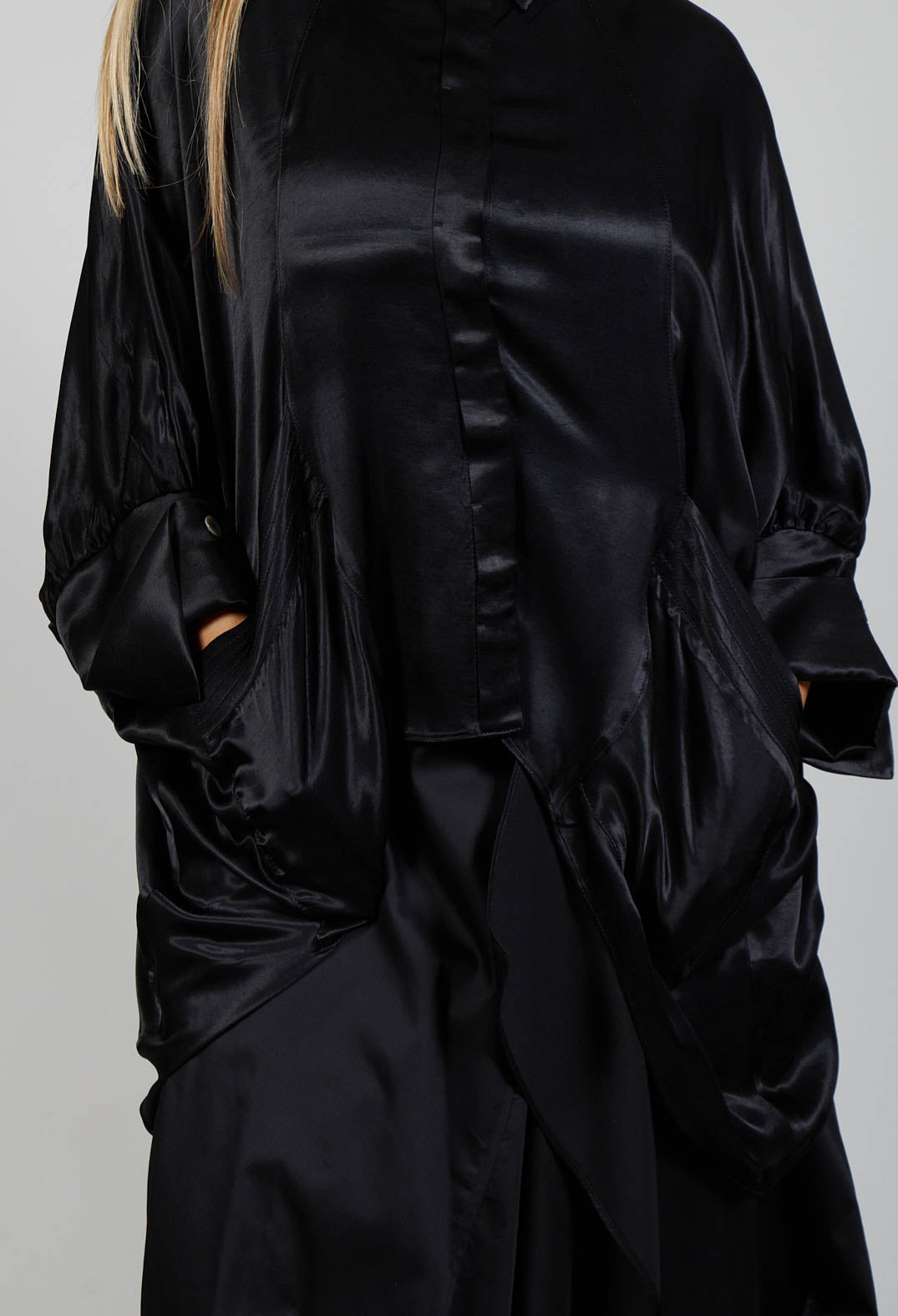 Satin Shirt in Black
