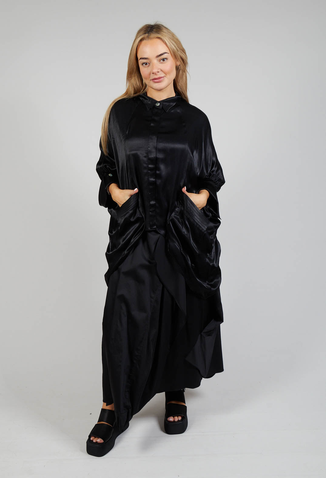 Satin Shirt in Black