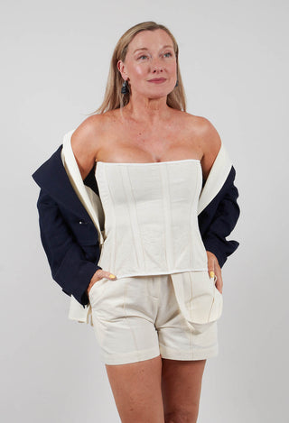 Zipper Fastening Corset Top in Chalk