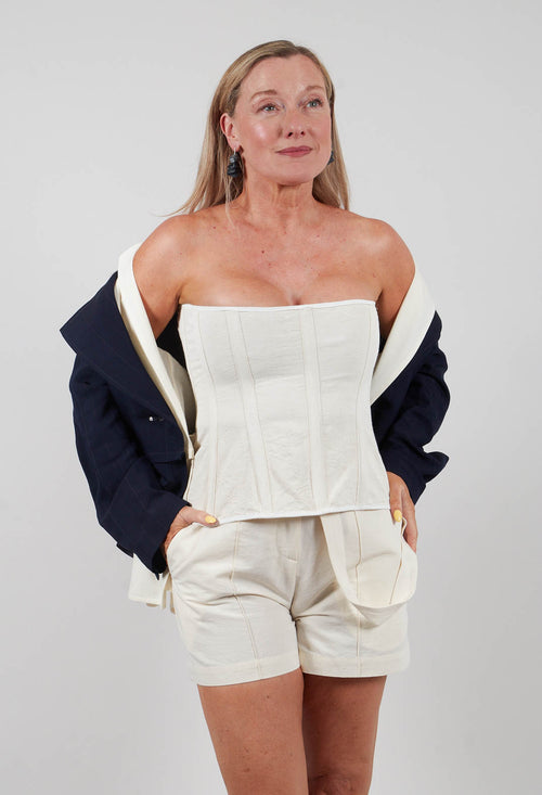 Zipper Fastening Corset Top in Chalk