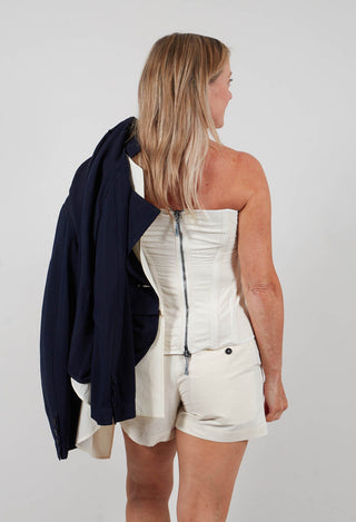 Zipper Fastening Corset Top in Chalk
