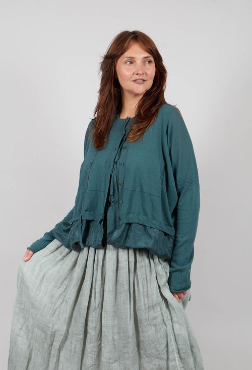 Lined Cardigan with Hood in Petrol