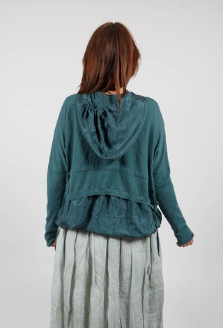Lined Cardigan with Hood in Petrol