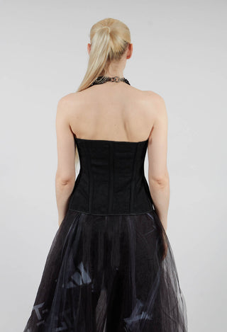 Zipper Fastening Corset Top in Smeared Black