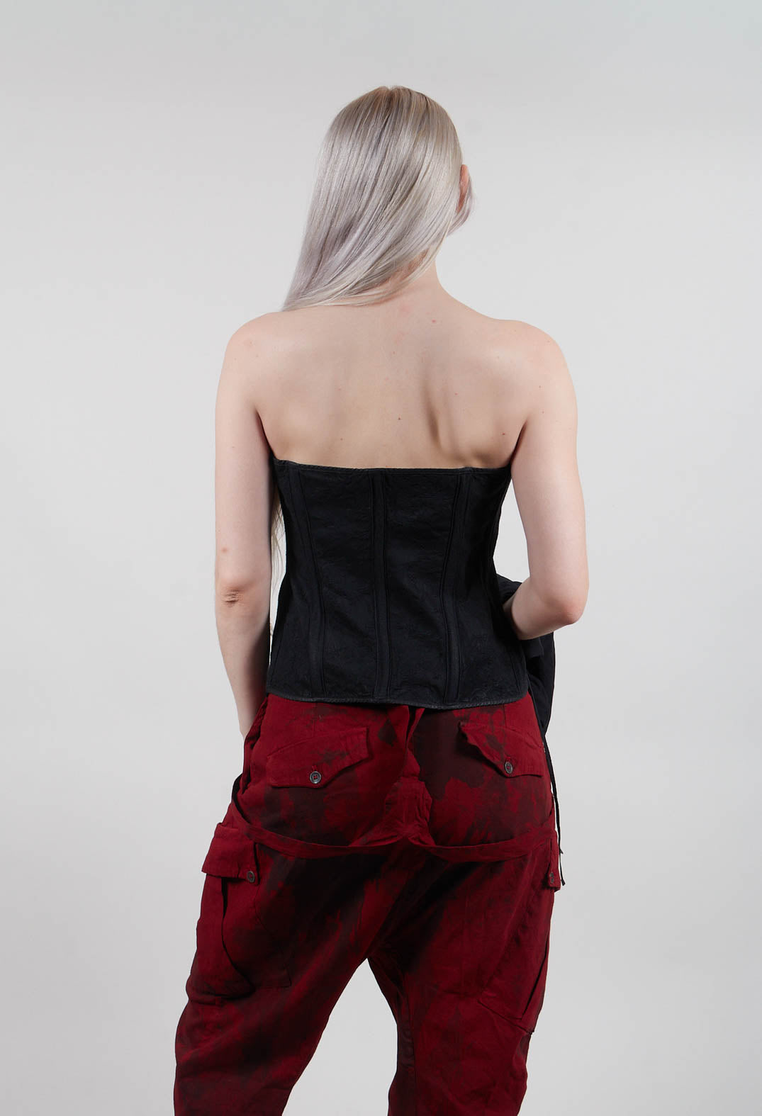 Zipper Fastening Corset Top in Smeared Black