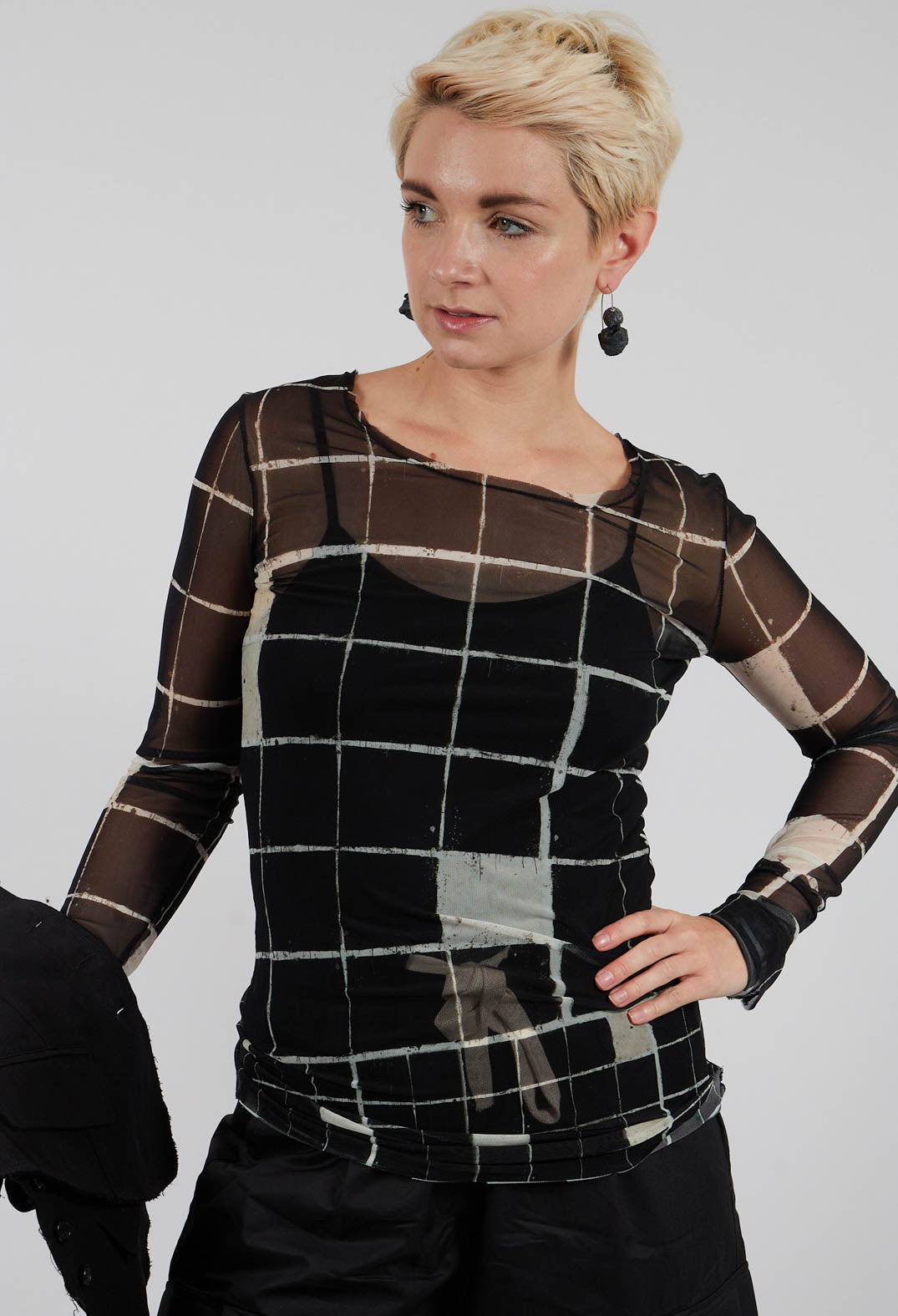 Sheer Mesh Long Sleeve Top in Single Variant