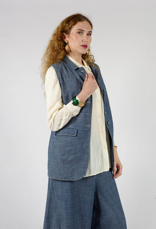 Fitted Gilet in Oyster Grey